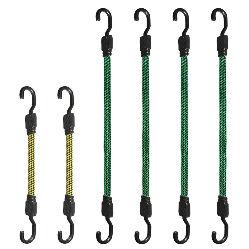XSTRAP STANDARD 6PCS Flat Bungee Cord Set, Elastic Straps with Hooks, Heavy-Duty Cord for Camping, Rack Roof, Trailer, and Cargo - Image 1